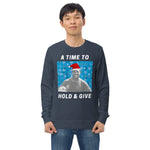 'A Time to Hold & Give' - England Classic Football Shirt Christmas Jumper - navy male model