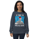 'A Time to Hold & Give' - England Classic Football Shirt Christmas Jumper - navy female model