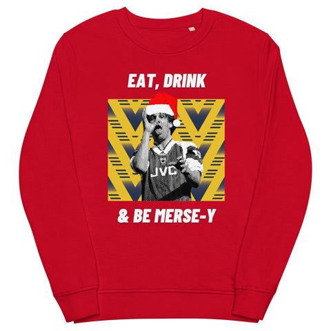 'Eat, Drink & Be Merse-y' - Arsenal Bruised Banana Christmas Jumper - red